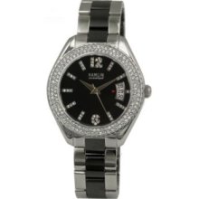 Hamlin Women's Japanese Quartz Crystal Accent Stainless Steel & Ceramic Bracelet Watch