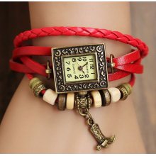 Hand-woven highend suede brecelet watch, leather retro watch,unisex charm bracelet watch DA024