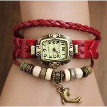 Hand-woven highend suede brecelet watch, leather retro watch,unisex charm bracelet watch DA020