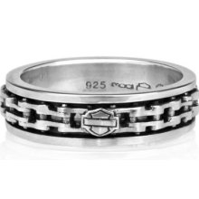 Harley-davidsonÂ® Mens Sterling Silver Spinning Chain Ring Hdr0174