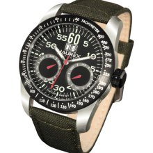 Haurex Italy Men's Ad352un1 Red Arrow Auto Automatic Black Dial Watch Olive Band