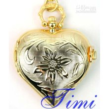 Heart & Love Shaped Pendent Golden Pocket Watch