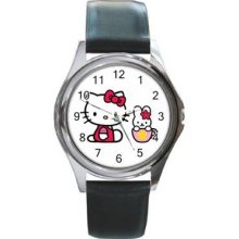 Hello Kitty 1 Unisex Silver-Tone Round Metal Watch 05