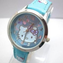 Hellokitty Boy And Girl Quartz Sky Blue Wrist Watch