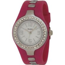 Henley Ladies Diamonte Dial Magenta Rubber Strap Watch