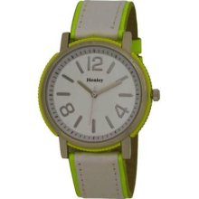 Henley Ladies Neon Yellow Round Brushed Chrome Case