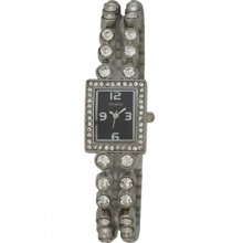 Henley Ladies Quartz Watch With Black Dial Analogue Display And Silver Stainless Steel Plated Bracelet H07162.3