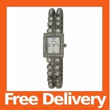 Henley Ladies/womens Crystal Bracelet With Double Jewellery Buckle Watch + Box