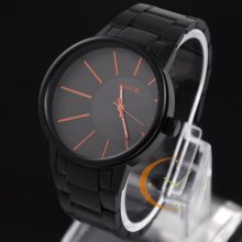 Hot All Black Steel Mens Boys Quartz Wrist Watch Fashion Design