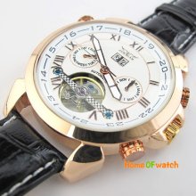 Hot Rose-gold Plated White Dial Automatic Mechanical Calendar Men's Wrist Watch