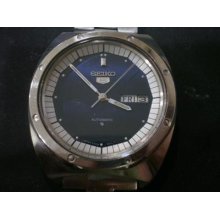 Huge Vintage Seiko 6309 Automatic Winding Mechanical Classic Blue Face Watch