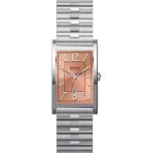 Hugo Boss Mens Salmon Pink Dial Date Window Stainless Steel Bracelet Watch