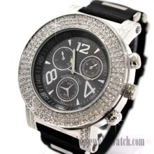 ICED MENS TECHNO KING MONTANA WATCH BLACK FACE w BLACK BAND #W5479BBB