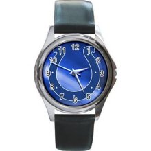 Indianapolis ColtsUnisex Silver-Tone Round Metal Watch 01