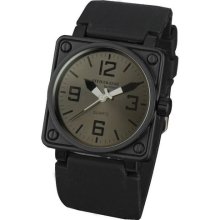 Infantry Infiltrator Square Military Analog Quartz Mens Wrist Watch Black Rubber