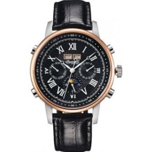 Ingersoll Gents Black Dial Rose Gold Case Leather Strap Watch