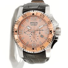 Invicta 10901 Men's Excursion Leather Band Rose Gold Dial Watch