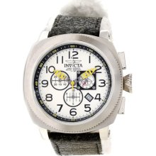 Invicta 12314 Men $1,995 Aviator White Dial Quartz Chrono Black Leather Watch