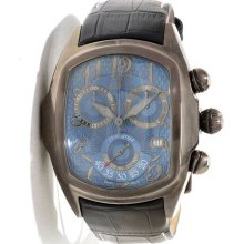 Invicta 13007 Men's Lupah Chrono Blue Dial Leather Strap Gunmetal Steel Watch