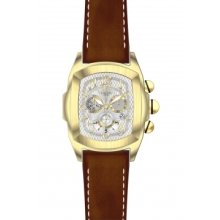 Invicta 13693 Men $895 Lupah Silver Dial Quartz Chrono Gold Brown Leather Watch