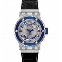 Invicta $1995 Men Reserve Subaqua Silver Dial Blue Bezel Leather Watch 10101