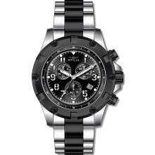 Invicta $595 Mens Swiss Specialty Black Dial Chrono Stainless Steel Watch 13618