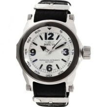 Invicta Men's 10517 I Force Swiss Made Black Leather Strap Silver Dial Watch