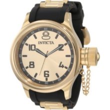 Invicta Men's 1438 Russian Diver Gold Dial Black Polyurethane Watch