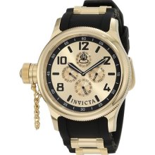 Invicta Men's 1803 Russian Diver Gold Dial Black Polyurethane Watch Inbox