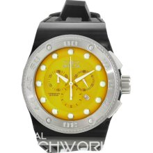 Invicta Men's Akula Chronograph Stainless Steel Case Rubber Bracelet Yellow Tone Dial Date Display 12294