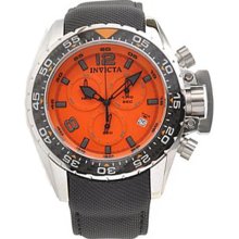 Invicta Men's Corduba Chronograph Stainless Steel Case Leather Bracelet Orange Tone Dial Date Display 12453