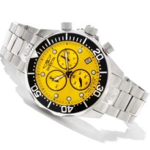 Invicta Men's Pro Diver Grand Diver Swiss Quartz Chronograph Stainless Steel Bracelet Watch YELLOW