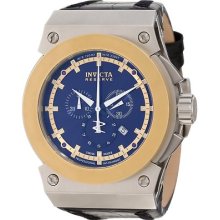 Invicta Men's Reserve Blue Dial Black Leather Strap Chronograph Watch In10952