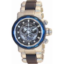 Invicta Men's Reserve Chronograph Stainless Steel Case and Bracelet Black Tone Dial Blue Tone Bezel 80298