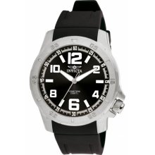 Invicta Men's Stainless Steel Case Rubber Strap Black Dial Quartz 1902