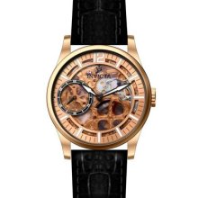 Invicta Mens Vintage Mechanical Skeleton Dial Rose Gold Plated Case Watch 12407