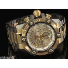 Invicta Reserve Arsenal Gold 18k Swiss Quartz Chrono Stainless Steel Bracelet Wa