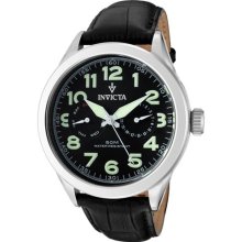 Invicta Watches Men's Vintage Black Dial Black Genuine Calf Leather B