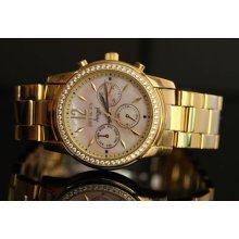 Invicta Womens Angel Multifunction Diamond Accented Bezel Gold Tone Watch 11772