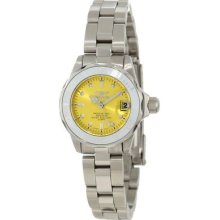 Invicta Womens Pro Diver Collection Yellow Dial Stainless Steel Bracelet Watch