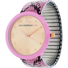 Isaac Mizrahi Live! Multi-Print Stretch Bracelet Watch - Pink Snake - One Size