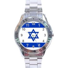 Israel Flag Stainless Steel Analogue Watch Israeli