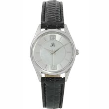 Jaclyn Smith Ladies Watch w/Silvertone Round Case, White Dial and