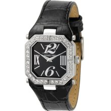 Jacques Farel Womens Fashion Stainless Watch - Black Leather Strap - Black Dial - JACFCK1124