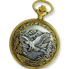 JD Manoir Two-tone White Dial Quartz Eagle Pocket Watch