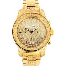 JoJino Mens Watches: Floating Diamond Watch 1.05ct Yellow Gold Tone