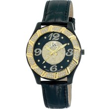 Joshua & Sons Watches Men's Black Mother of Pearl Dial Black Leather