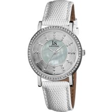 Joshua & Sons Watches Women's Mother of Pearl Dial White Leather White