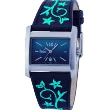 Kahuna Ladies Watch Kls-0137L With Turquoise Dial And Black Leather Strap