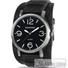 Kahuna - Mens Black Leather Cuff Watch - Kuc-0051g